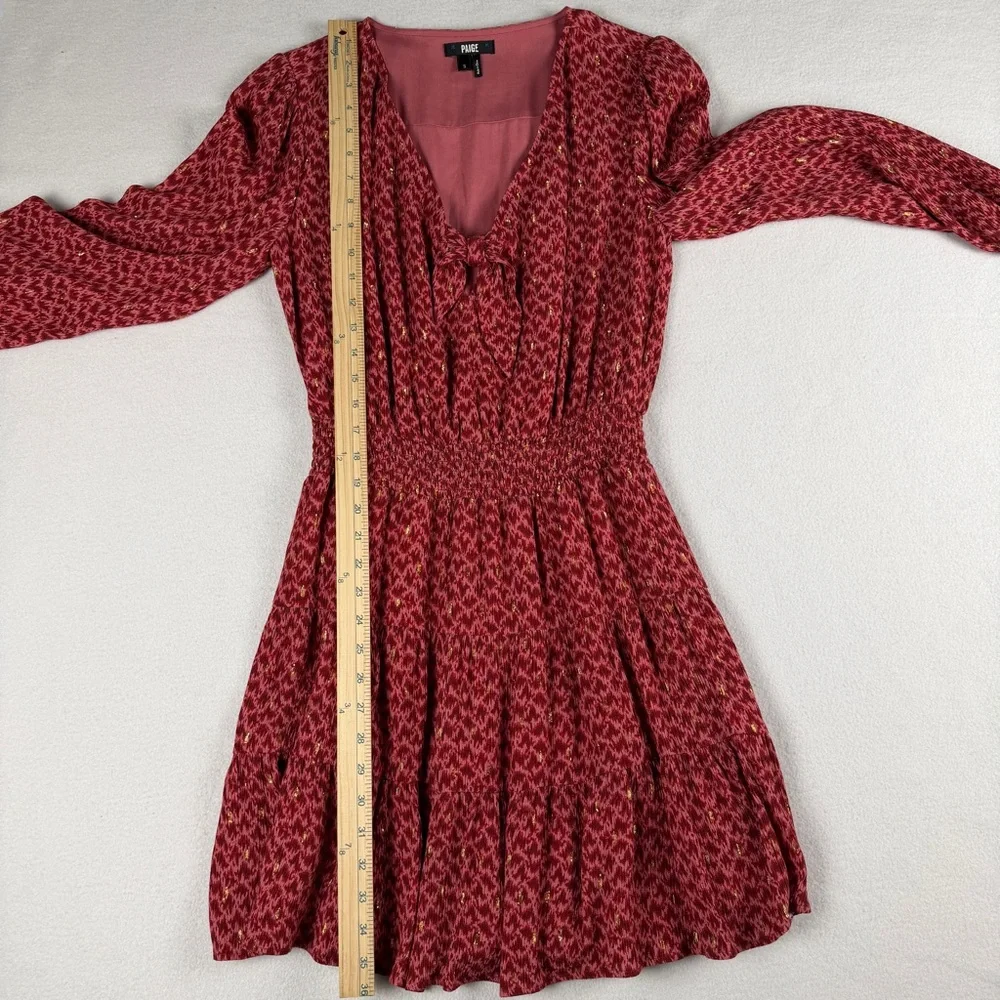 Paige Women's Sandee 3/4 Sleeve A-Line‎ Ruffle Hem Dress Papaya Multi Small